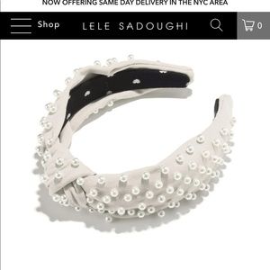 Lele Sadoughi Ivory Woven Pearl Headband